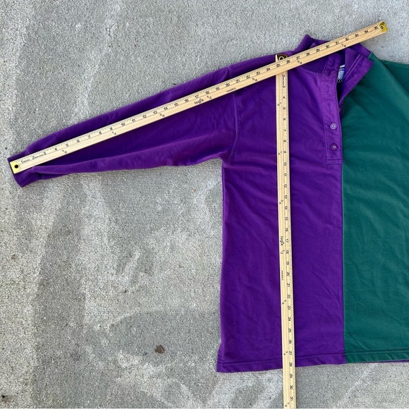 Retro Colorblock Rugby/Polo Shirt - Purple and Green - Picture 9 of 9